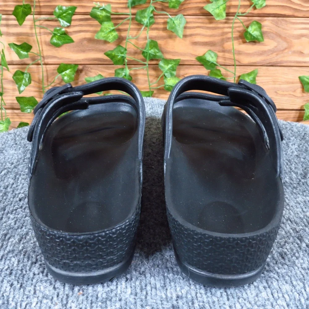 Made In‎ USA Men Two-Strap Slide Sandals Size 10 Casual Waterproof Beach Black